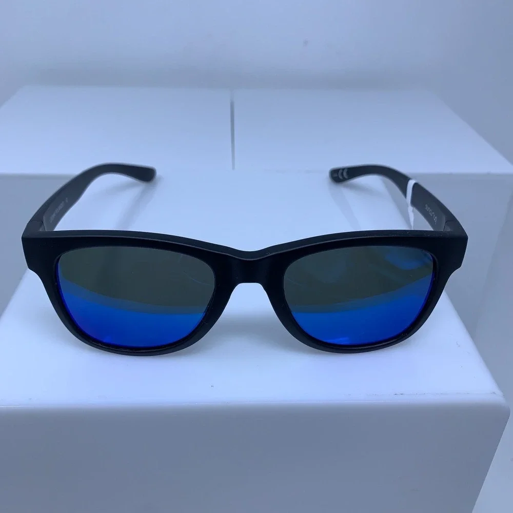 Suncloud Optics Leeway Matte Black + Polarized Blue Mirror Lens Sunglasses NWT